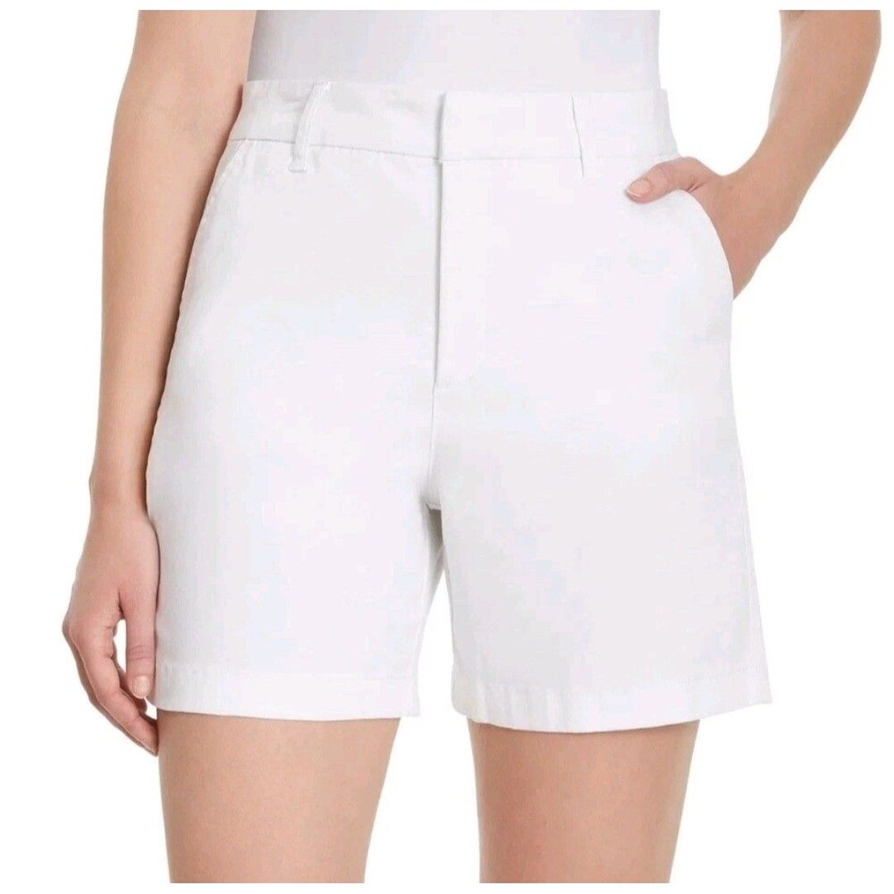 Gloria Vanderbilt Women's 10 White Chino Shorts Mid Rise Stretch Twill  NWT  E2